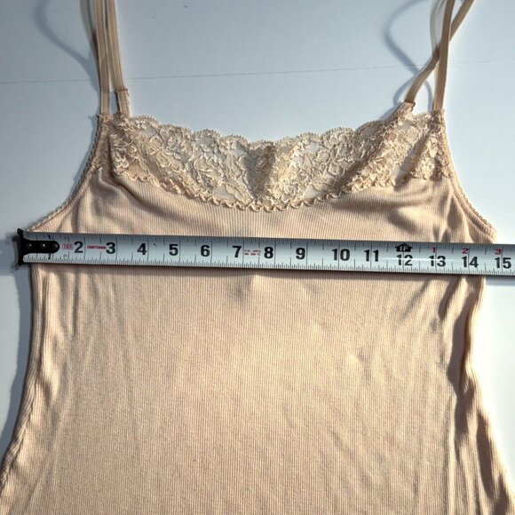 Felina Y2K Ribbed Camisole Tank Top XL Lace Trim Peach Cami Stretchy Coquette - Picture 9 of 10